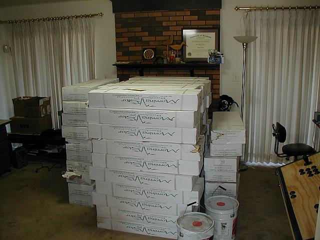 1517 square feet of bamboo floor.  Stair treads, risers and nosing are on back order.