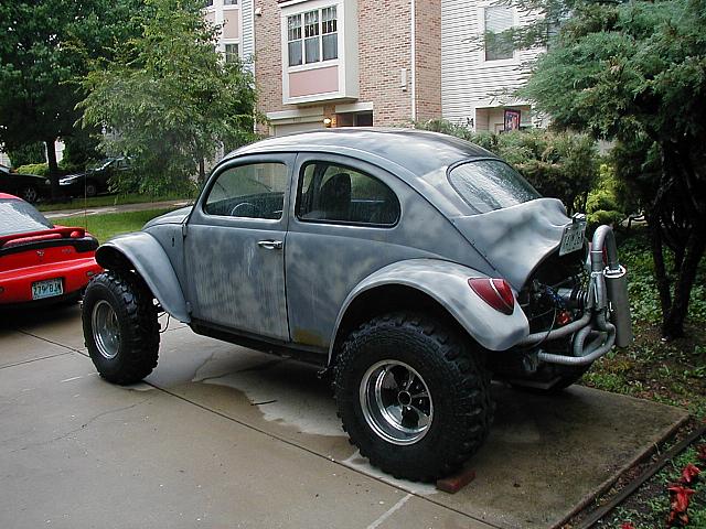 From the rear.