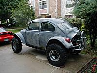 From the rear.